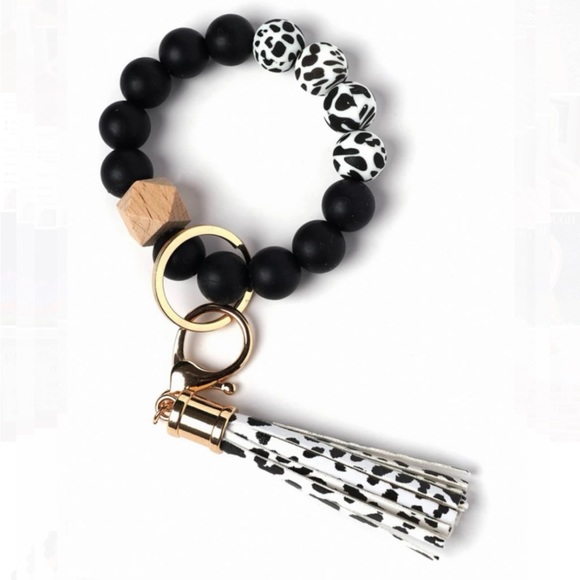 🆕NEW!🛍️ Animal Print Tassel Charm Bracelet Beaded Keychain - Picture 2 of 2